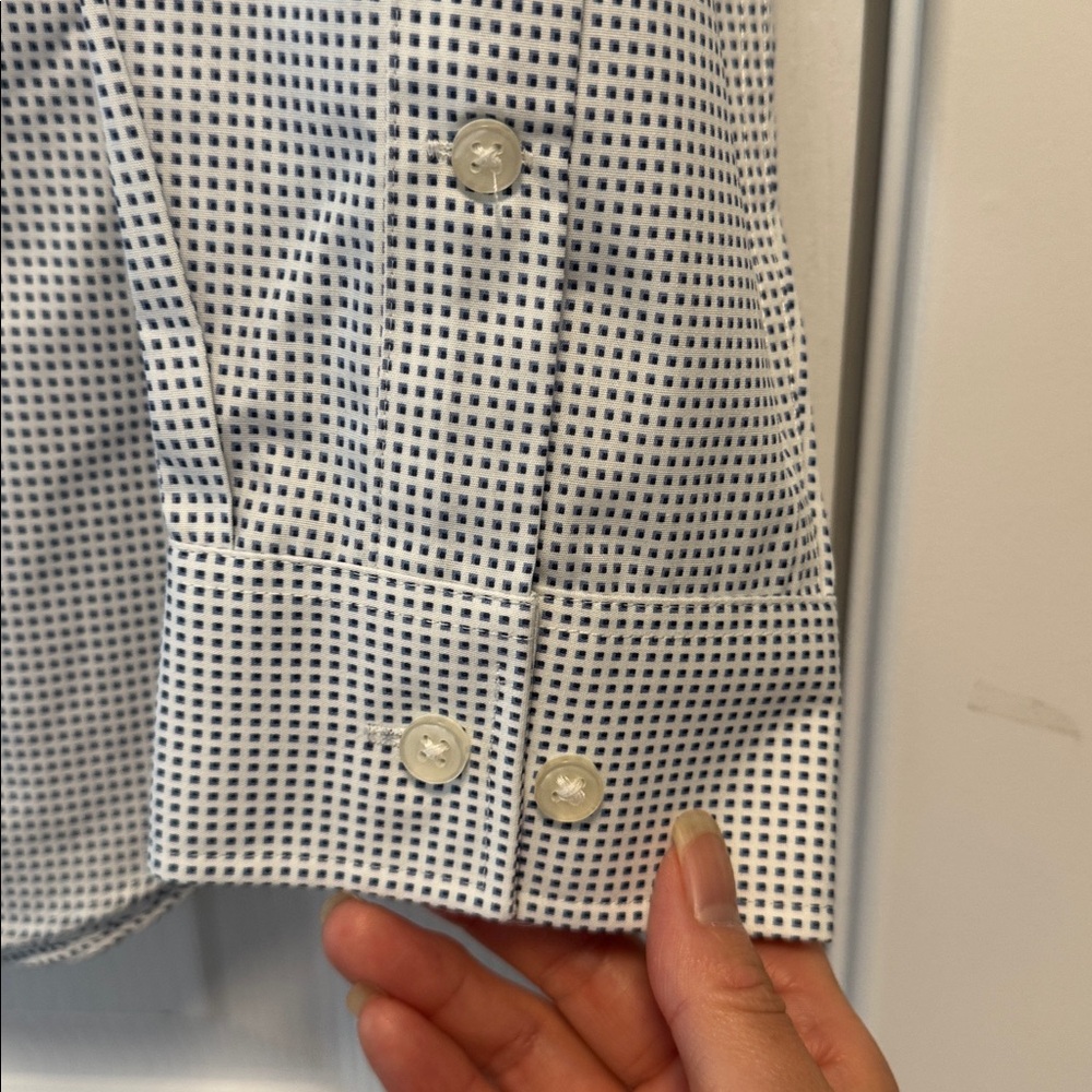 Michael Kors White and Blue Checkered Dress Shirt - Picture 6 of 11